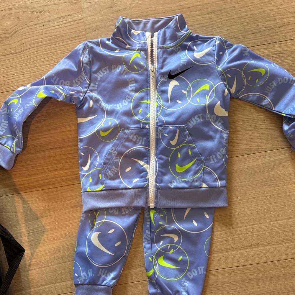 Nike Lavender Kids Track Jacket and Pants Set with Neon Yellow Accents
